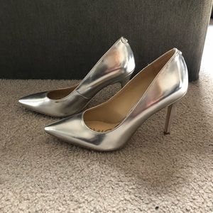 Sam Edelman metallic silver pointed toe heels
